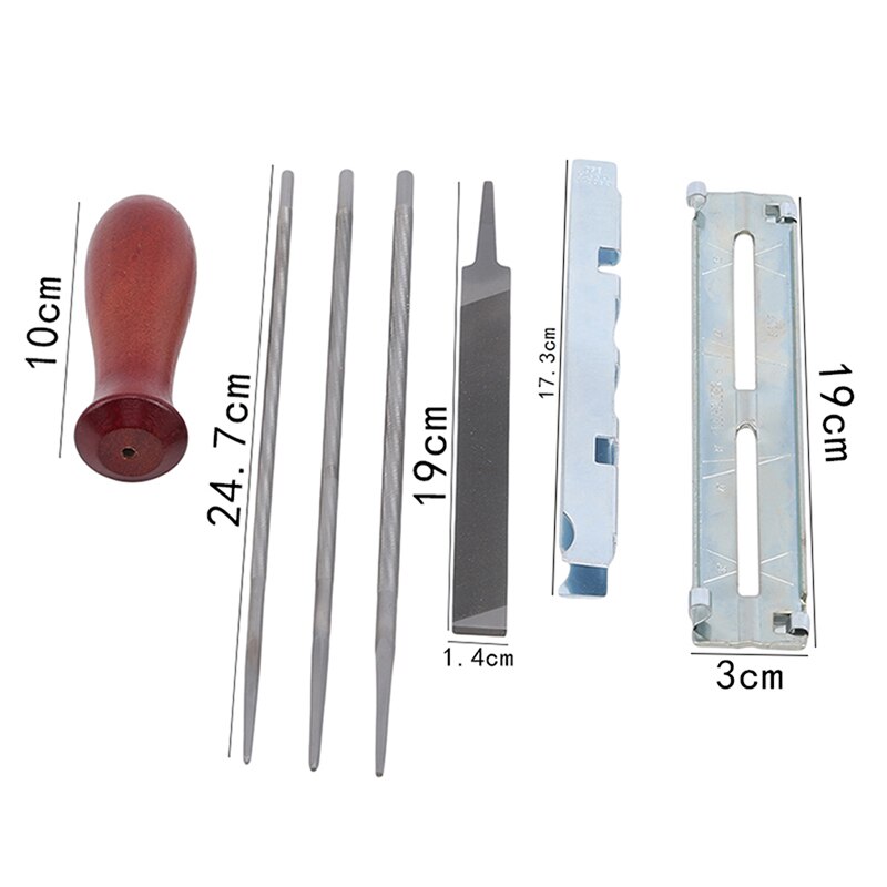 8pcs Chainsaw Chain Sharpening Kit Tool Set Hardwood Handle+Round/Flat File Guide Bar File Sharpener Tools