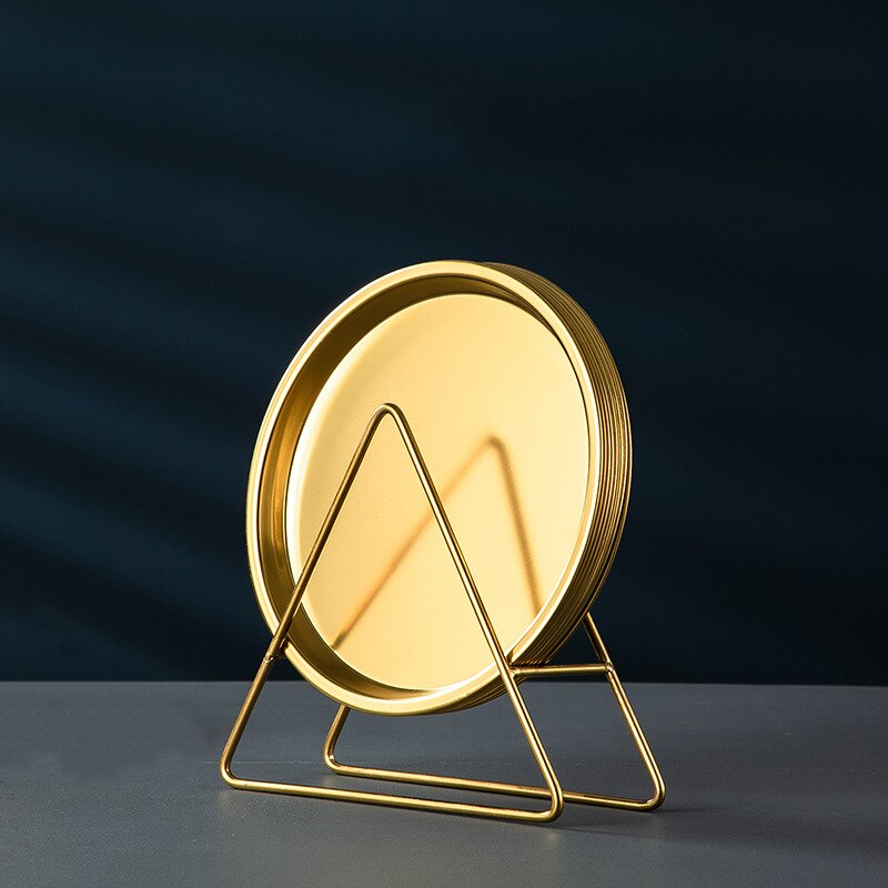 Stainless Steel Dinner Plates Restaurant Gold Serving Tray Round Dessert Cake Snack Dishes Silver Storage Plate Korean Cutlery