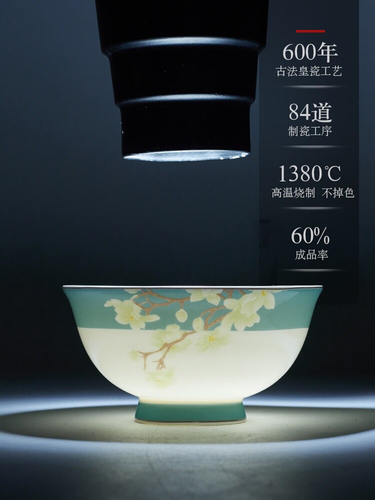 Chinese Style Ceramic Tableware Set Bone China Dinner Set Rice Bowl Steak Plate Soup Spoon and Pot Dish and Plate Combination