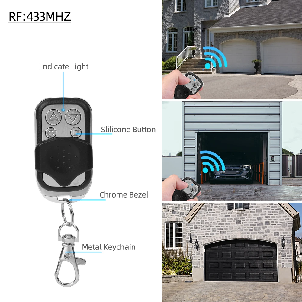 433MHz Clone Remote Control Copy Duplicator Remote Control 4 Button RF Wireless Electric Garage Door Gate Remote Transmitter