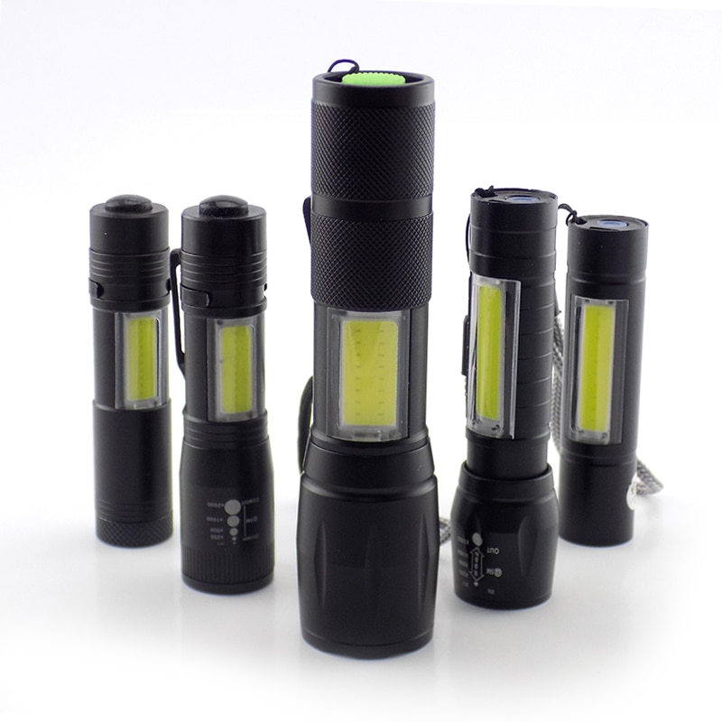 Mini flashlight 2 LED COB Q5 penlight USB linterna work flash light Torch rechargeable Battery Lamp Camping linterna high power