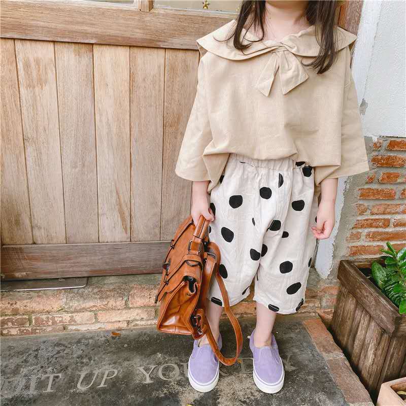 2020 vestiti di estate dei bambini nuovi prodotti ragazze Coreano estate del puntino di polka pantaloni dei bambini dei pantaloni a cinque punte zanzara pantaloni