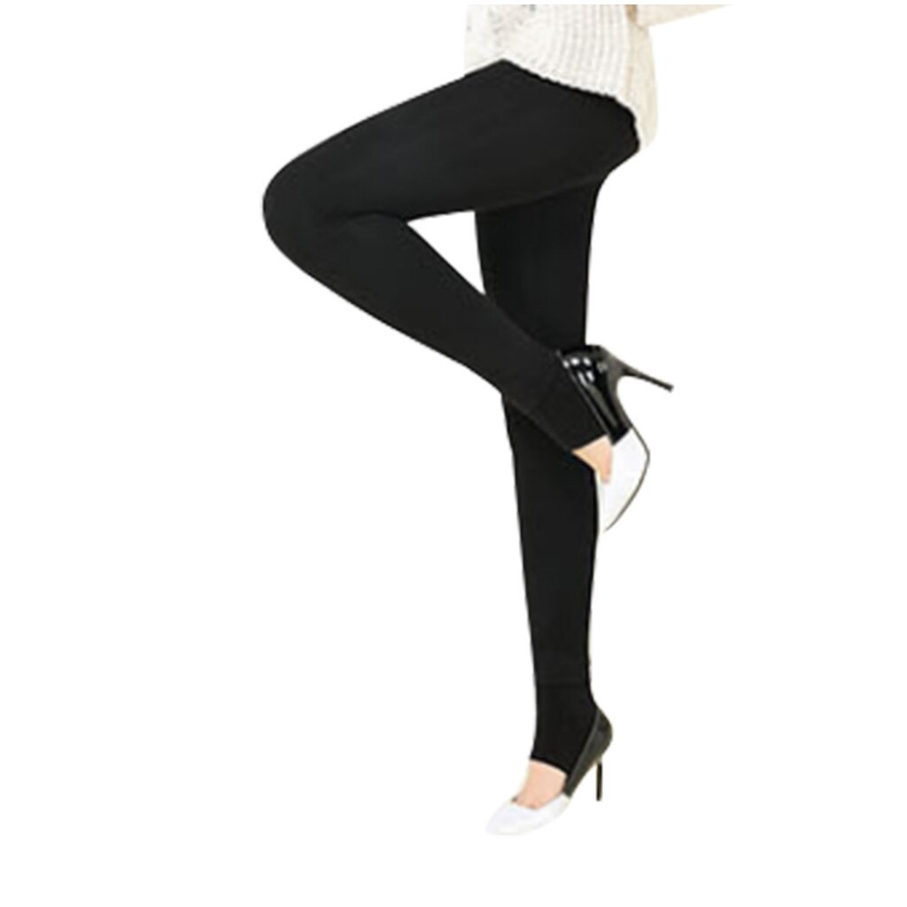 Vetement femme kvinnor vinter svart tjock varm mjuk fleecefodrad termisk stretchiga leggings byxor kläder för kvinnor vinter: Svart