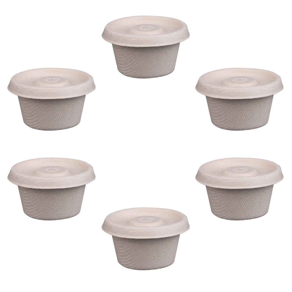 50pcs 2oz Disposable Condiment Cups Degradable Paper Salad Takeout Box Eco-friendly Doggy Boxes with Paper Lid
