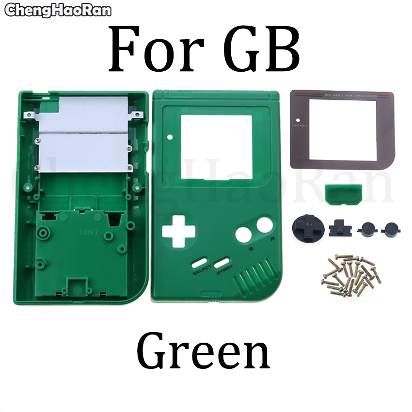 Chenghaoran replacement case for game boy classic games, plastic shell cover for nintendo gb console, housing for gb case with button: Green
