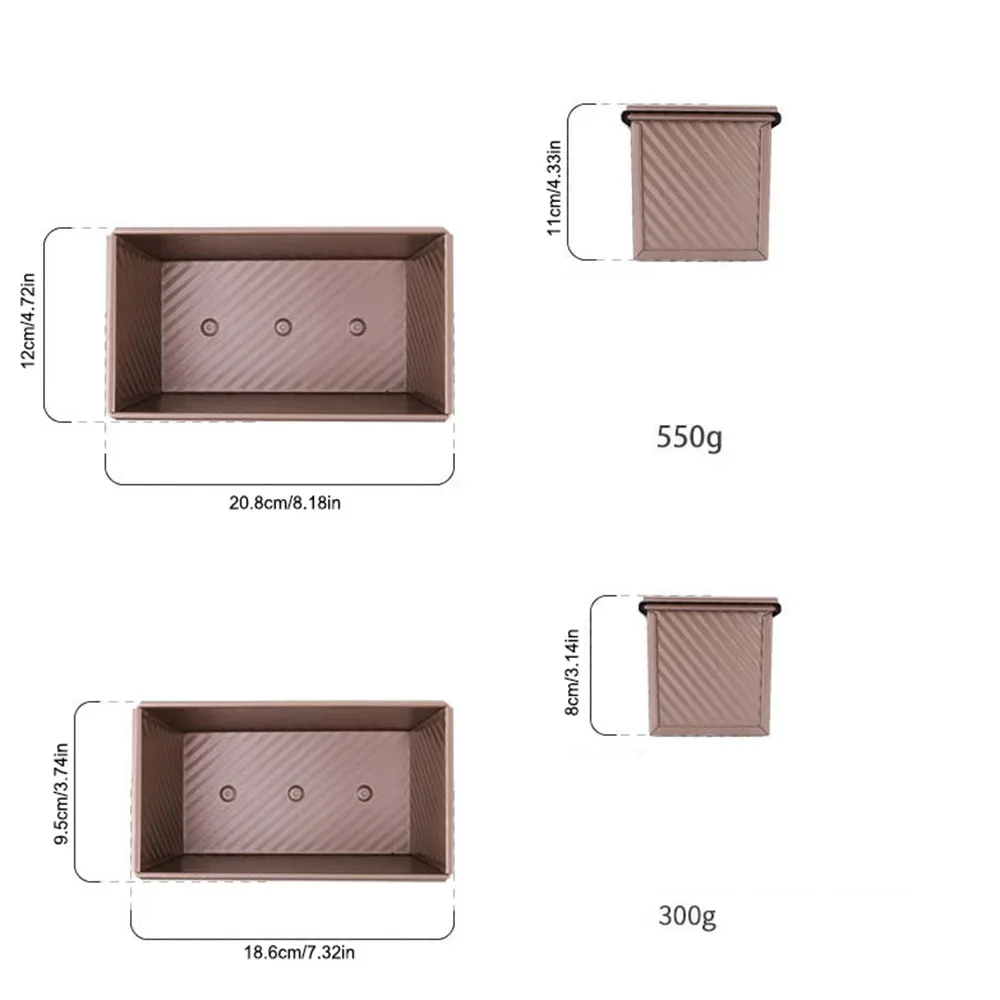 Molde para pan Pullman antiadherente con tapa, caja para pan tostado corrugado de acero al carbono, molde para pan tostado perfectamente horneado, 1 ud.