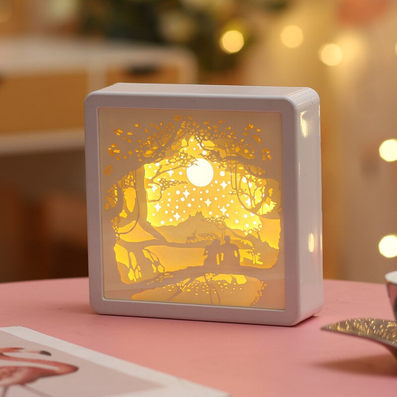 Bursdag for kjæresten kjæreste 3d papirutskjæringslys usb-lys jubileumsår valentinsdag: D
