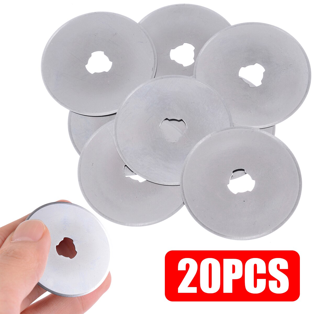 20 piezas 45mm cortador rotatorio de plata cuchillas de repuesto Quilter corte de tela de costura para herramienta de costura de corte Circular de vinilo de tela