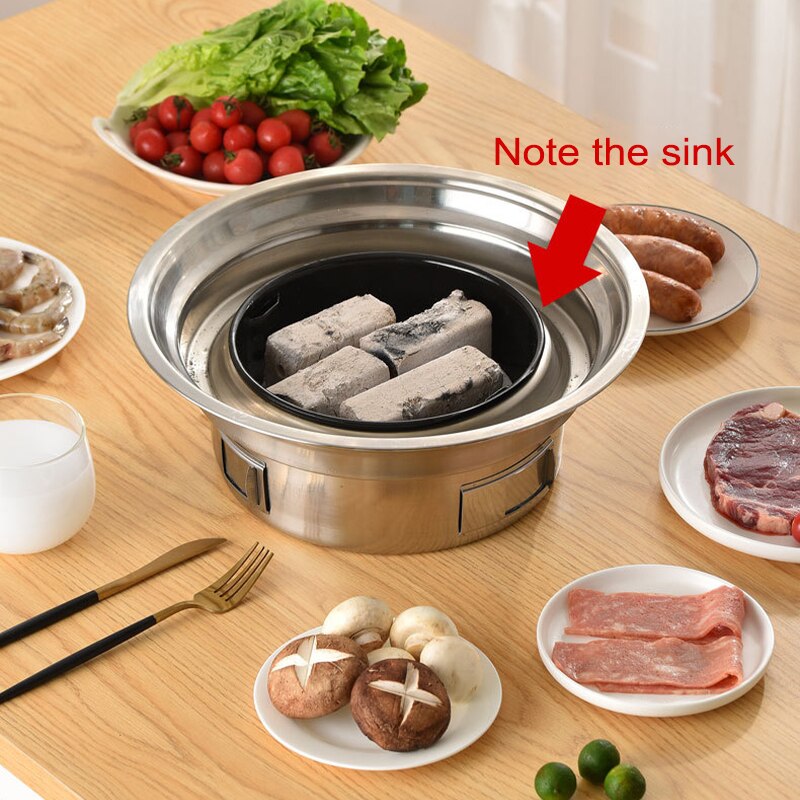 Koreaanse Houtskool Oven Barbecue Kachel Commerciële Houtskool Vuur Grill Ronde Huishouden Outdoor Japanse Barbecue Gebraden Vlees Pot Bbq