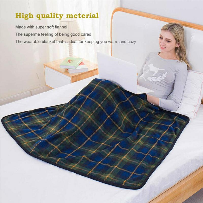 Plaid Heated Blanket Hoodie Fleece Flannel PlPlaid Hoodie Fleece Flannel Plush Bts Serape Wearable Blanket Shawl Thicken Blanket