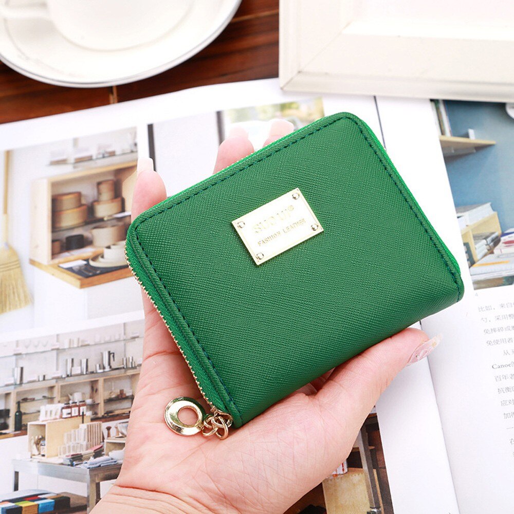 Women Ladies Leather Small Wallet Card Holder Zip Coin Purse Clutch Handbag portefeuille femme #20: Green 