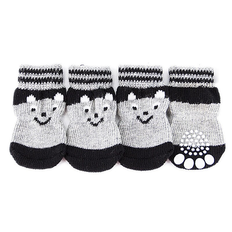 Dog Socks Non-Slip Pet Socks with Rubber Reinforcement Knit Socks for Dogs with Traction Soles Dog Paw Protector for Indoor Wear