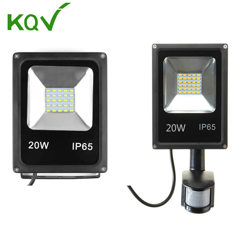 Ultratynd led projektør 10w 20w 30w 50w spotlight med pir bevægelsessensor vandtæt 100w udendørs led søgelys pir