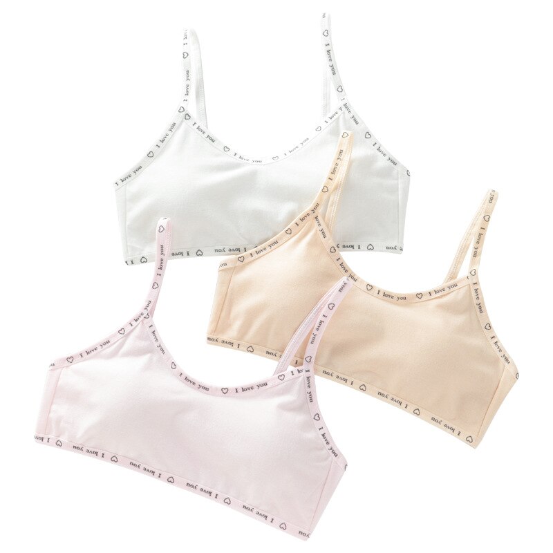 3PCS Kids Girls Bra Underwear Children Soft Cotton Adjustable Underclothes Undies Clothes Teen Sports Training Bras 8 - 16 Y