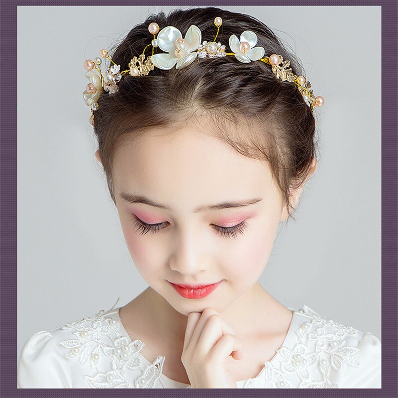 Accesorios para el cabello para niña y niño, corona de flores ajustable, diadema de flores, corona de perlas para la cabeza, accesorios coreanos para el cabello, tocados