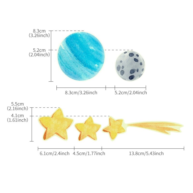 Fluorescent Luminous space Planets rocket stars glow in the dark home decor UFO astronaut Wall Stickers for kids baby room