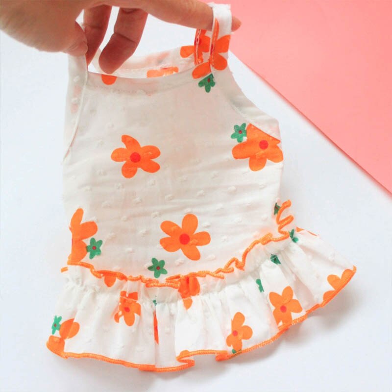 Vestido Floral para perros pequeños y medianos, falda Hawaiana para cachorros, Chihuahua, York, 2022: Orange / M