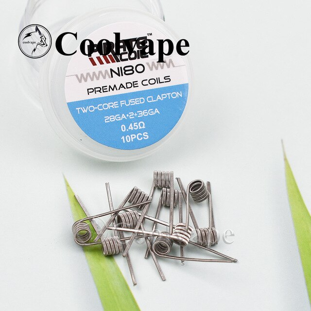 Wolf Coolvape NI80 bobine prefabbricate Clapton ad alta densità bobina Premade per filo di riscaldamento Mod atomizzatore rta e-cig RDA RTA da 510 fili: 0.45ohm / 1pcs