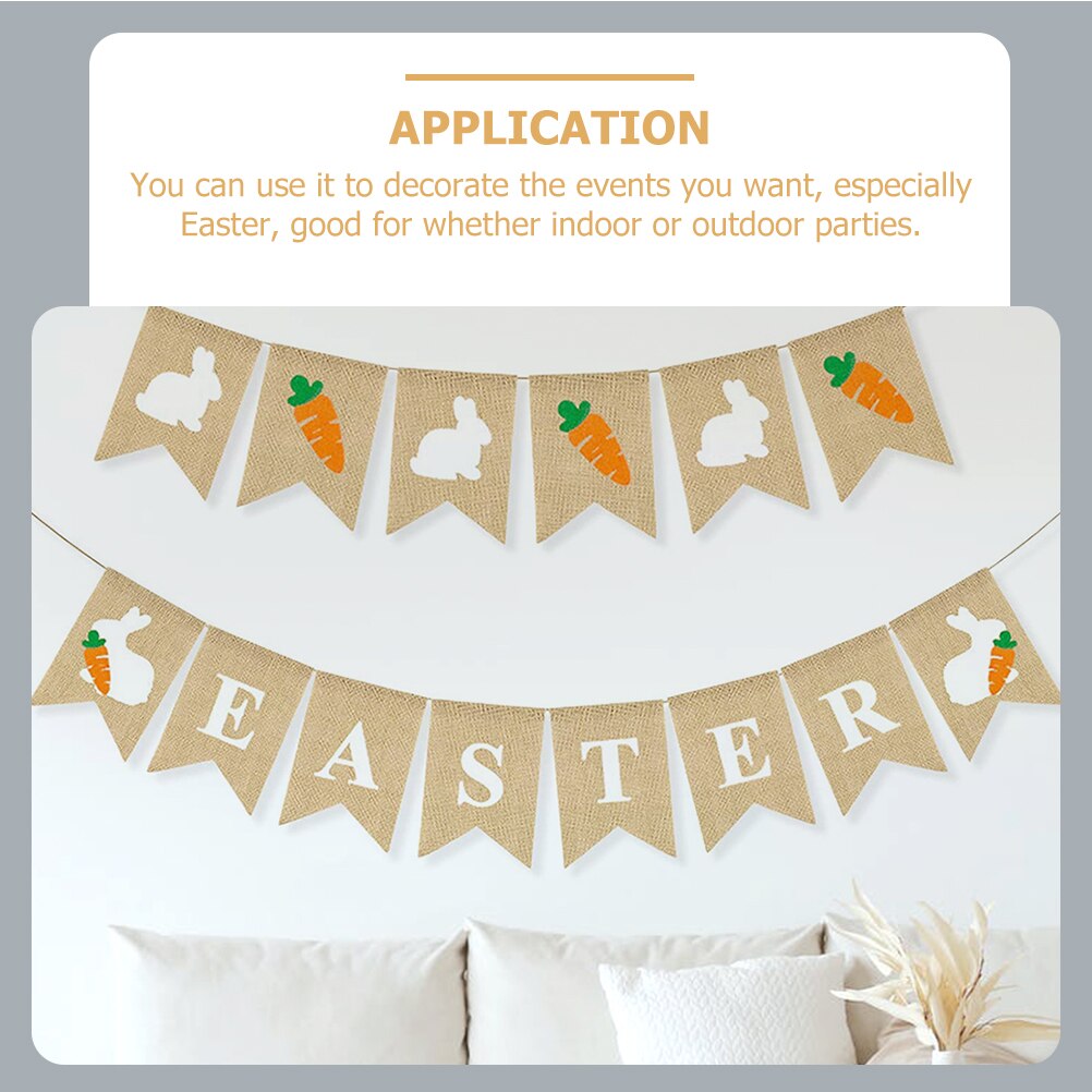 2pcs Easter Party Banner Easter Theme Festival Banner Easter Flag Banners Pendant