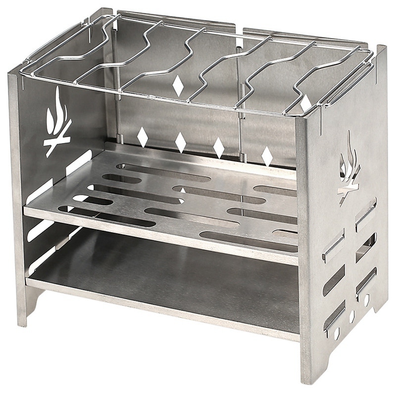 Pieghevole In Acciaio Inox Stufa A Legna Esterno Portatile Stufa di Campeggio di Picnic Barbecue Grill Backpacking Stufa Barbecue Stufa A Legna: Default Title