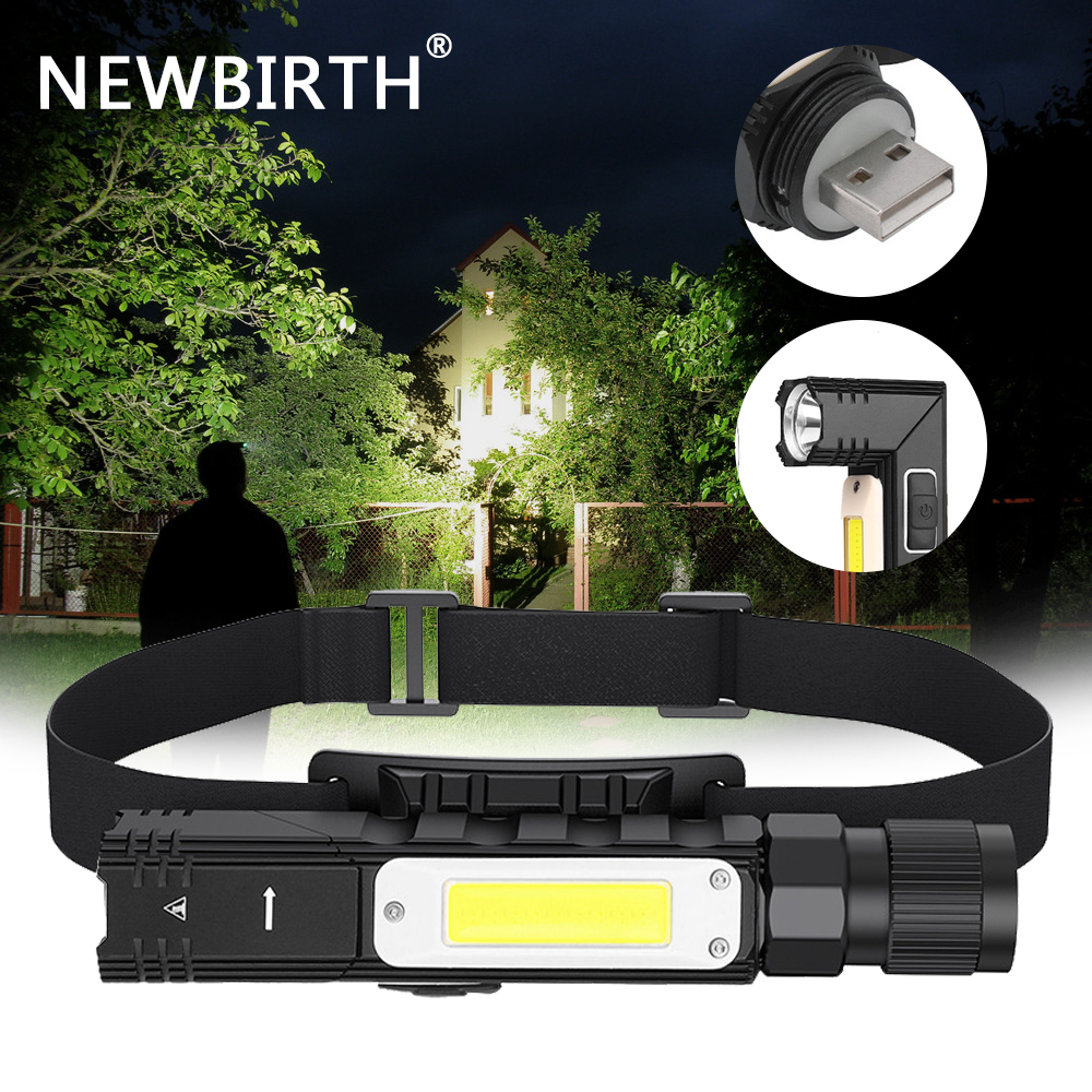 LED+COB Red and White Light 360° Adjustable USB Charging Rotating Belt Magnetic Inspection Outdoor Strong Light Flashlight