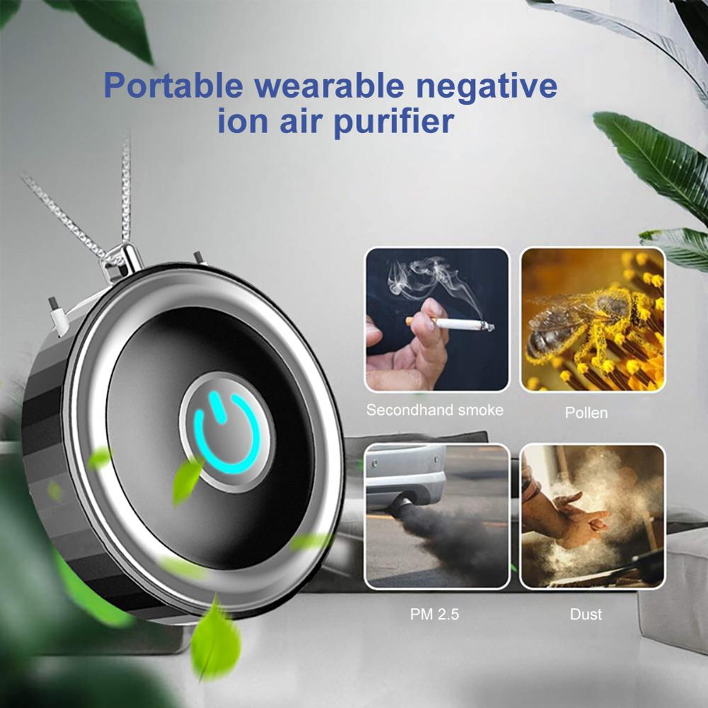 Usb Portable Wearable Air Purifier,personal Mini Air Necklace Negative Ion Air Freshener- No Radiation Low Noise For Adults Kids