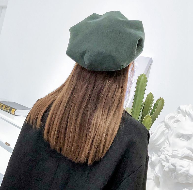 Boina de tela de lana de color sólido con retazos gorra octogonal artista gorro primavera Otoño Invierno boina para mujer