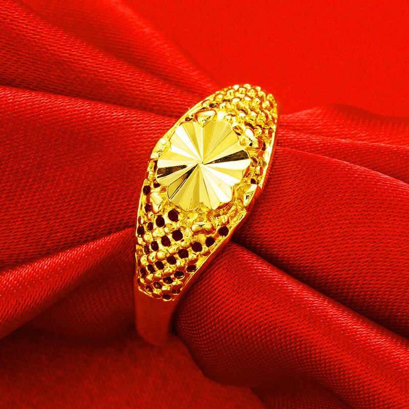 Bagues simples ondulées pour femmes, couleur or 24K, en cuivre pur, bague hypoallergénique, bijoux de mariage, de dames, nouveautés: NT1001Y-7
