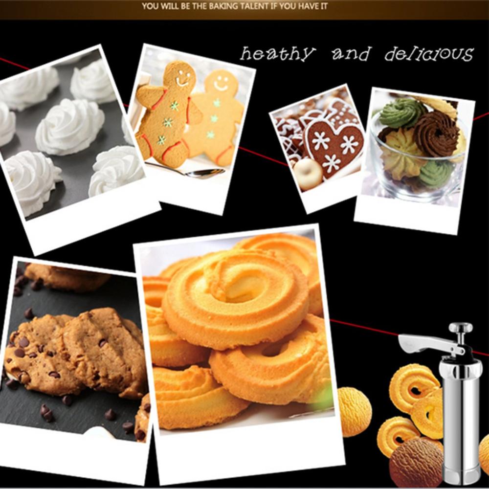 Stainless Steel Non-Stick Cookie Press Set Include 22 Shapes &amp; 4 Decorating Tips