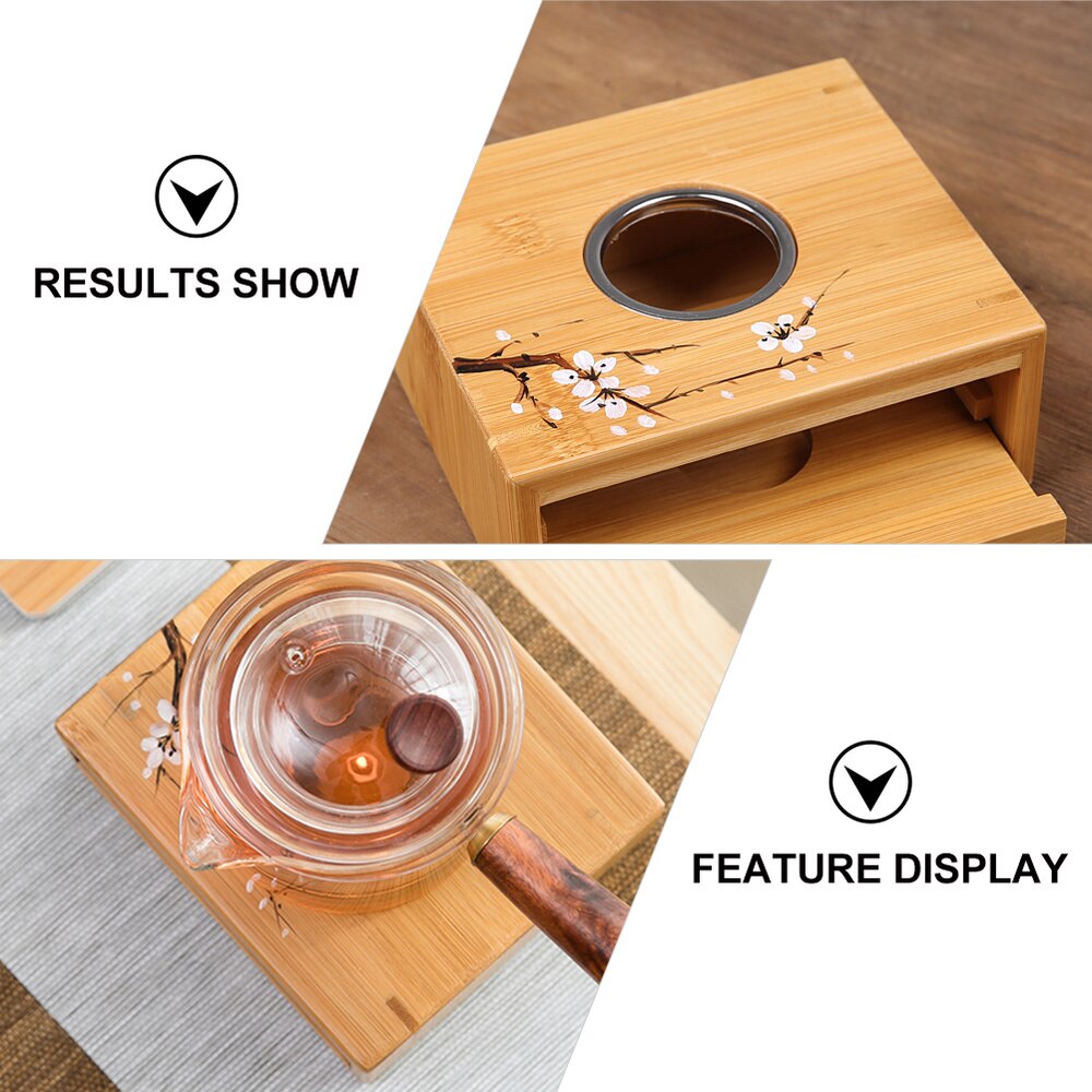 Bamboe Theepot Warmer Praktische Theepot Kachel Thee Verwarmde Basis (Kaars)