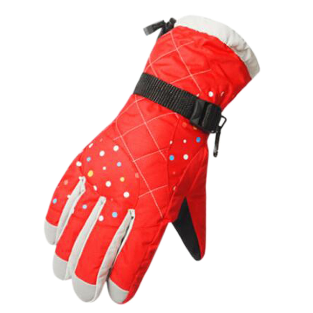 2022 Women Gloves Girls Winter Ski Gloves Snowboard Snowmobile Motorcycle Windproof Warm Full Finger Skiing Gloves: red gloves