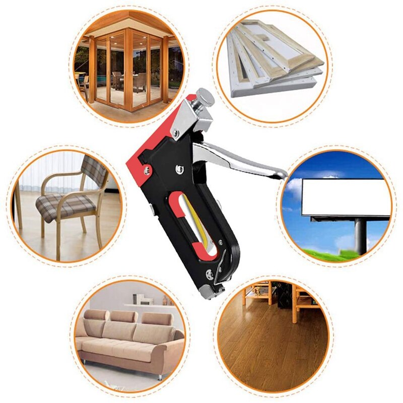 3-forma Manual muy resistente mano de uñas herramienta muebles grapadora para enmarcar con 600Pc grapas gratis madera Tacker herramientas