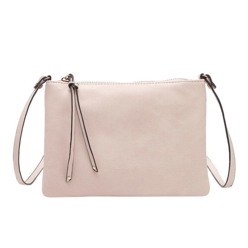 Kvinnor liten axelväska med lock för dam söt enfärgad handväska cross body-väska för mobiltelefon/väska 9 färger: Beige
