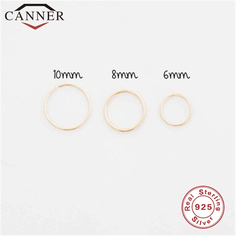 100% 925 sterlina d'argento Oro Cerchio di colore Orecchini A Cerchio per Le Donne Semplice Orecchio Fibbia Argento 6/8/10mm 1 impostato Dei Monili Dropshipping