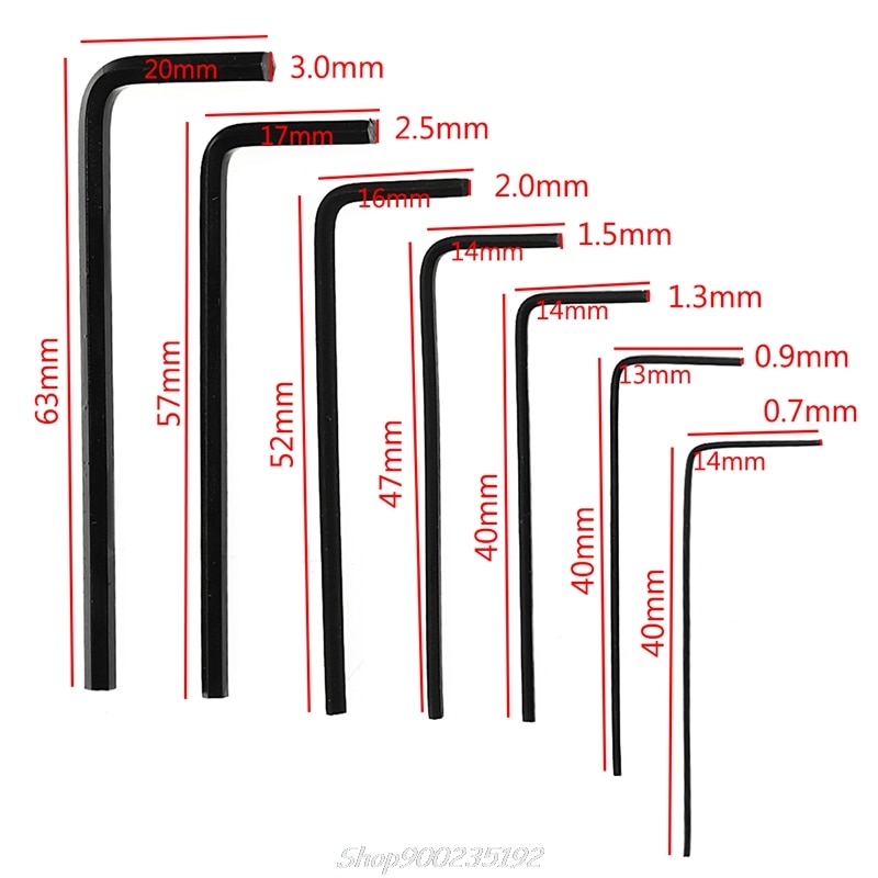 OOTDTY 7-delige Mini Inbussleutel Set 0.7mm-3mm Gelegeerd Staal Multifunctionele Schroevendraaier Gereedschapskist