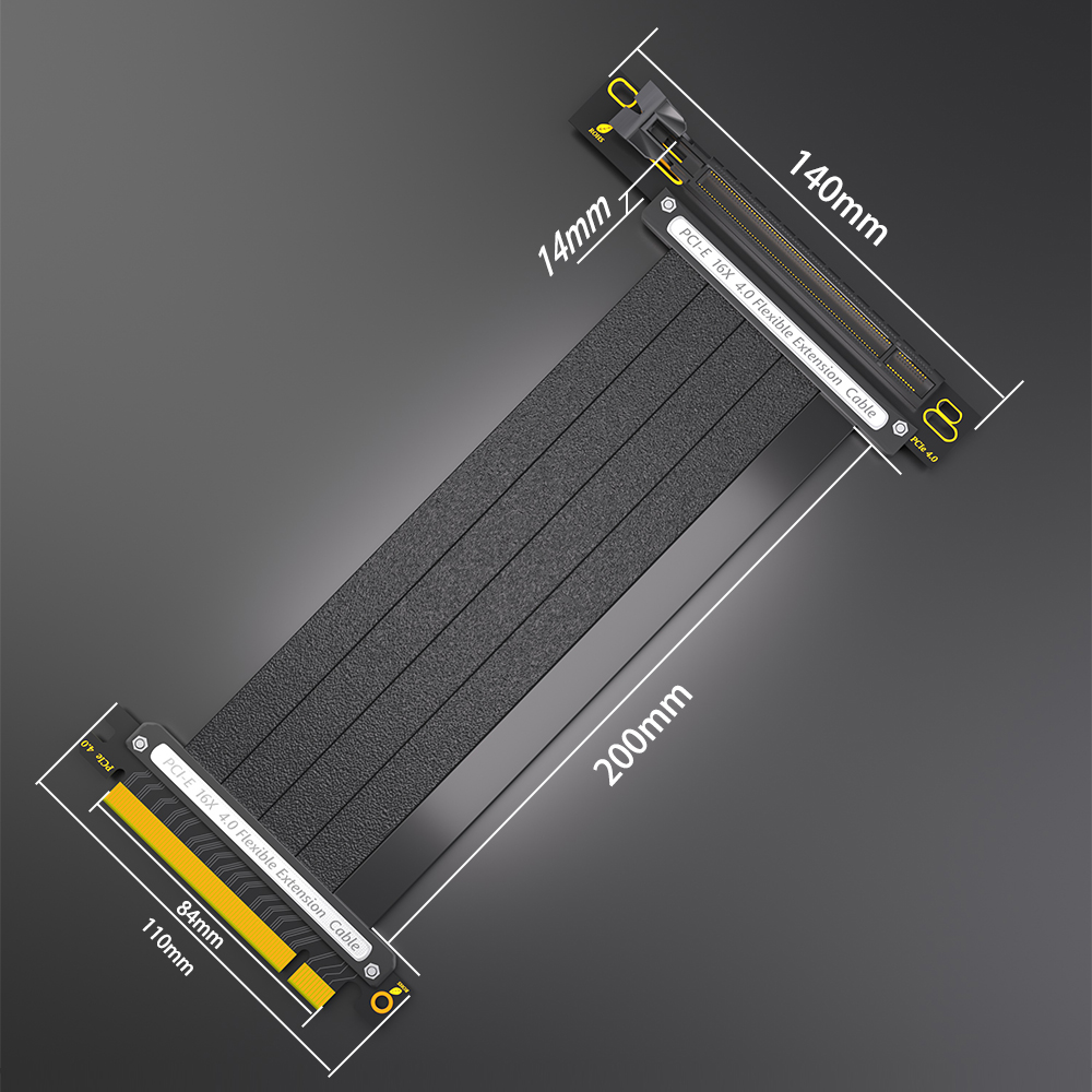 Cable de extensión PCIE 4.0 Cable elevador extensor PCIE 4.0 X16 Alta propiedad de blindaje eficiente para tarjeta gráfica