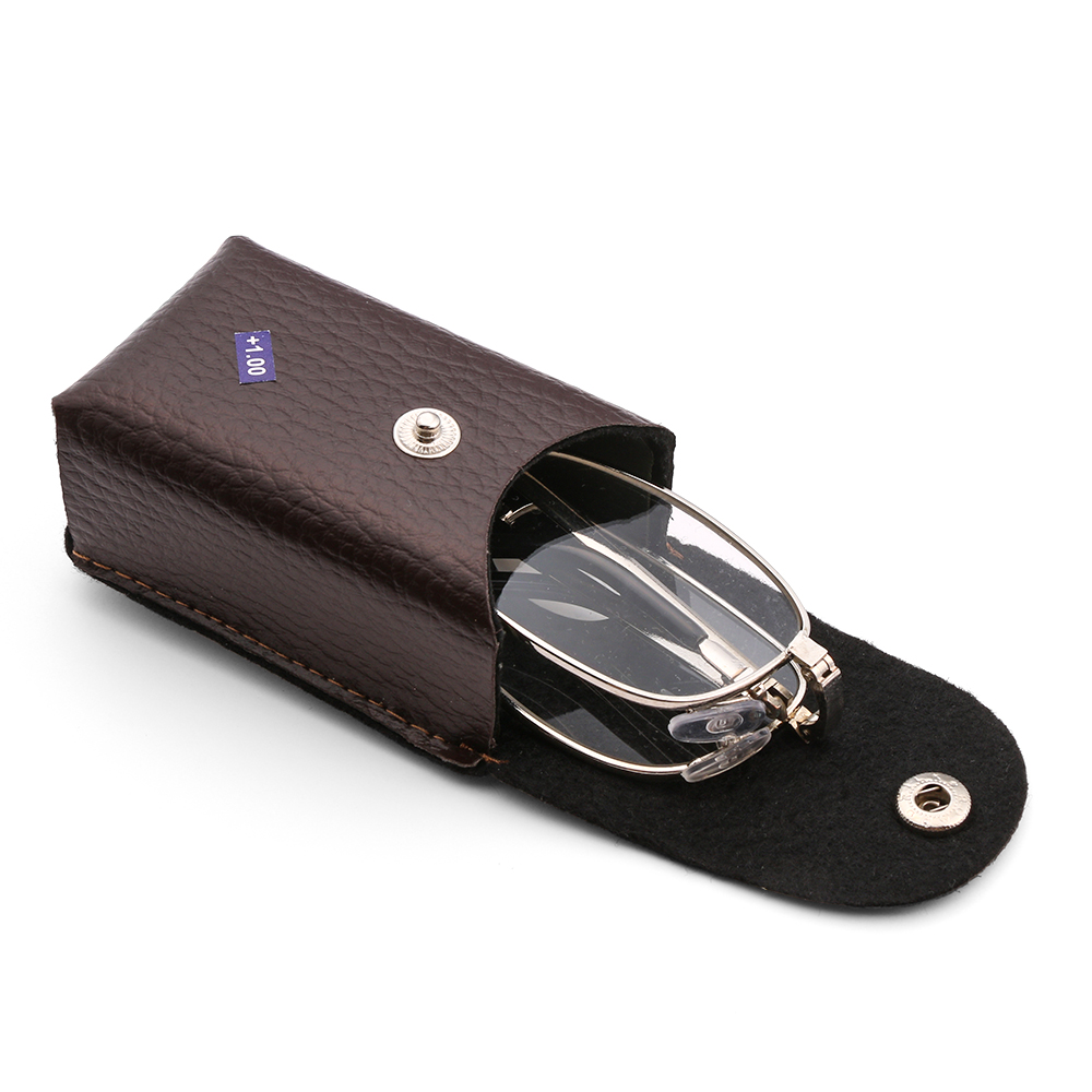 Draagbare Metalen Opvouwbare Leesbril Met Case Randloze Magnetische Presbyopie Brillen Bril Brillen + 1.0 ~ 4.0