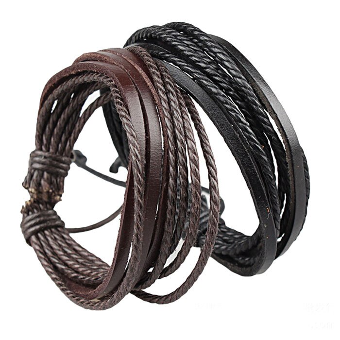 Pulsera de surfista para hombre y mujer, pulsera de cuero, brazalete de cuero ajustable, joyería