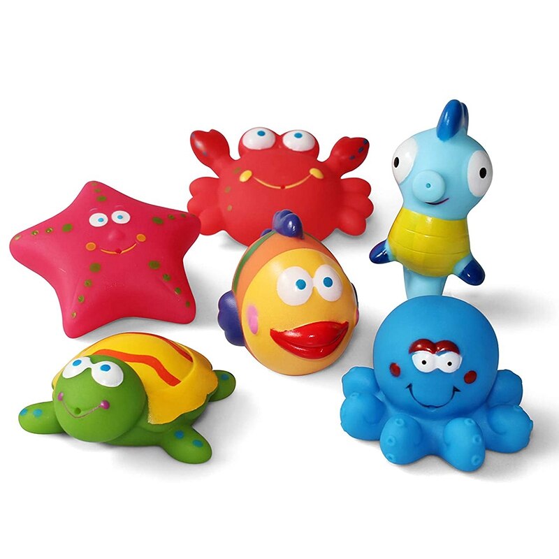 6Pc Bath Toys Floating Bath Toys Sea Creature Soft Bath Time Toys Preschool Animal Bathtub Toys for Toddlers: Default Title