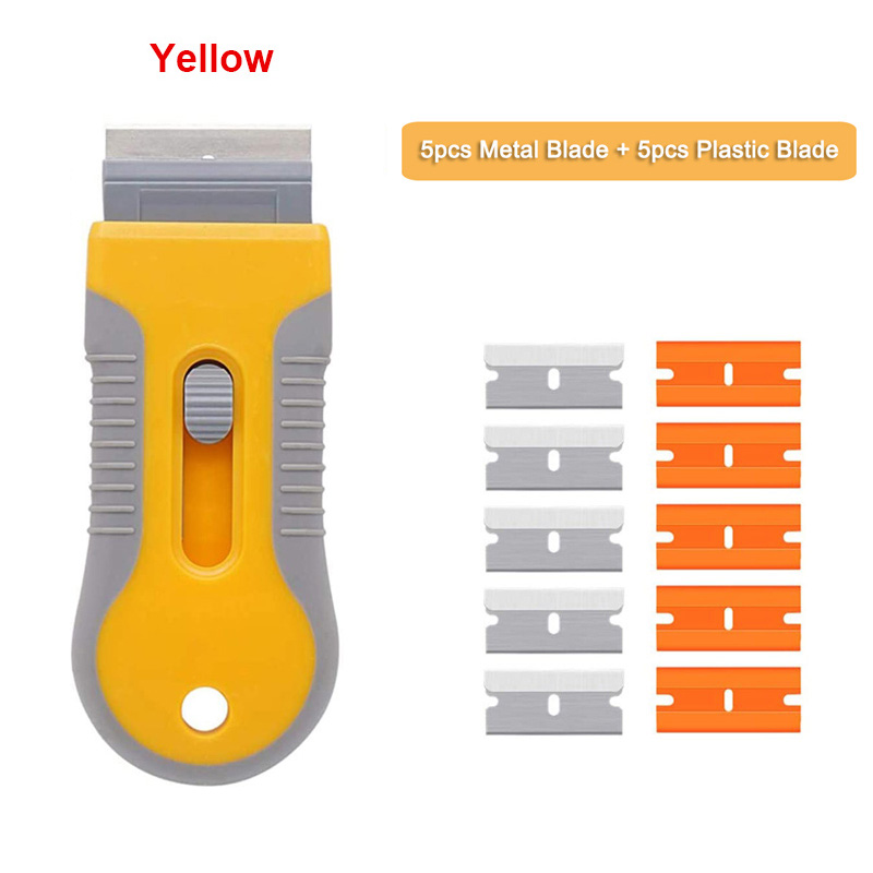 Window Glass Sticker Cleaning Razor Scraper Ceramic Razor Blades Car Tint Oven Vinyl Wrap Glue Squeegee Remover Cleaner Tool: Blue