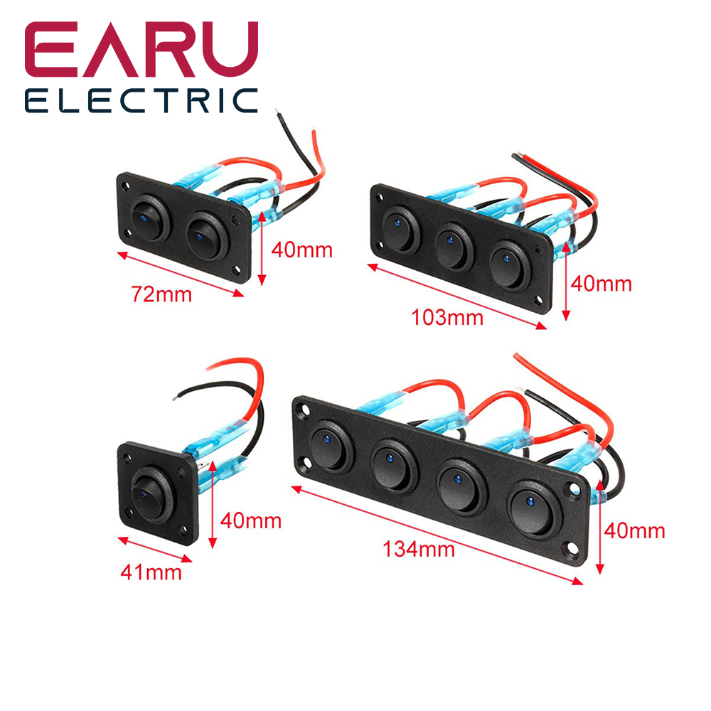 Panel de interruptor de palanca Universal de 12V, 1-6 entradas, USB, para coche, barco, camión, RV marino, accesorios de estilo LED azul, interruptor basculante marino