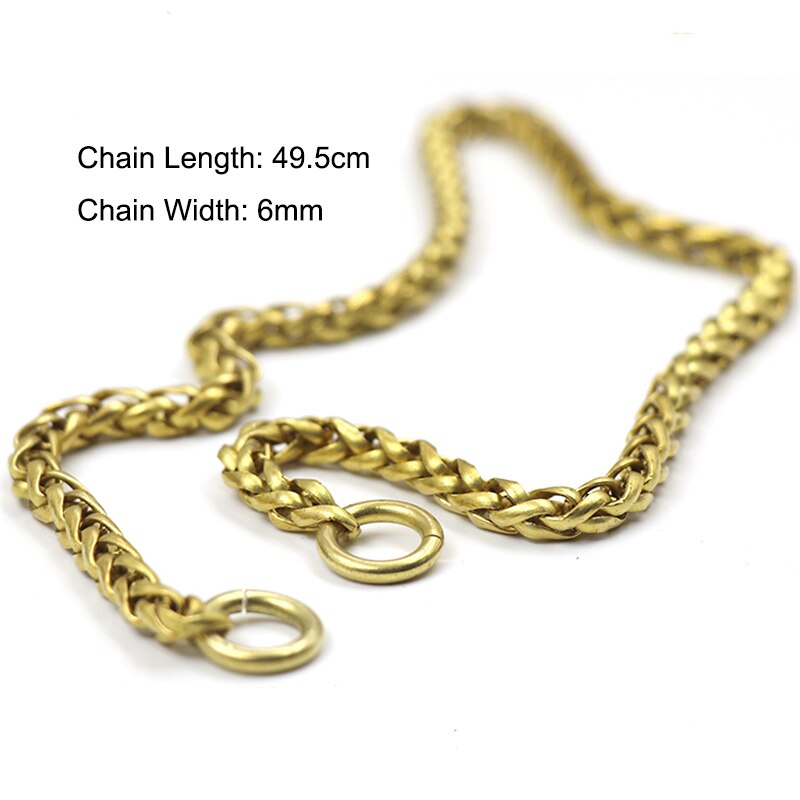 Brass Long Chain Men Pants Belt Waisting Hangings Keychains Vintage Copper Skull Buckles Rings Trousers Chains Dragon Head Hooks