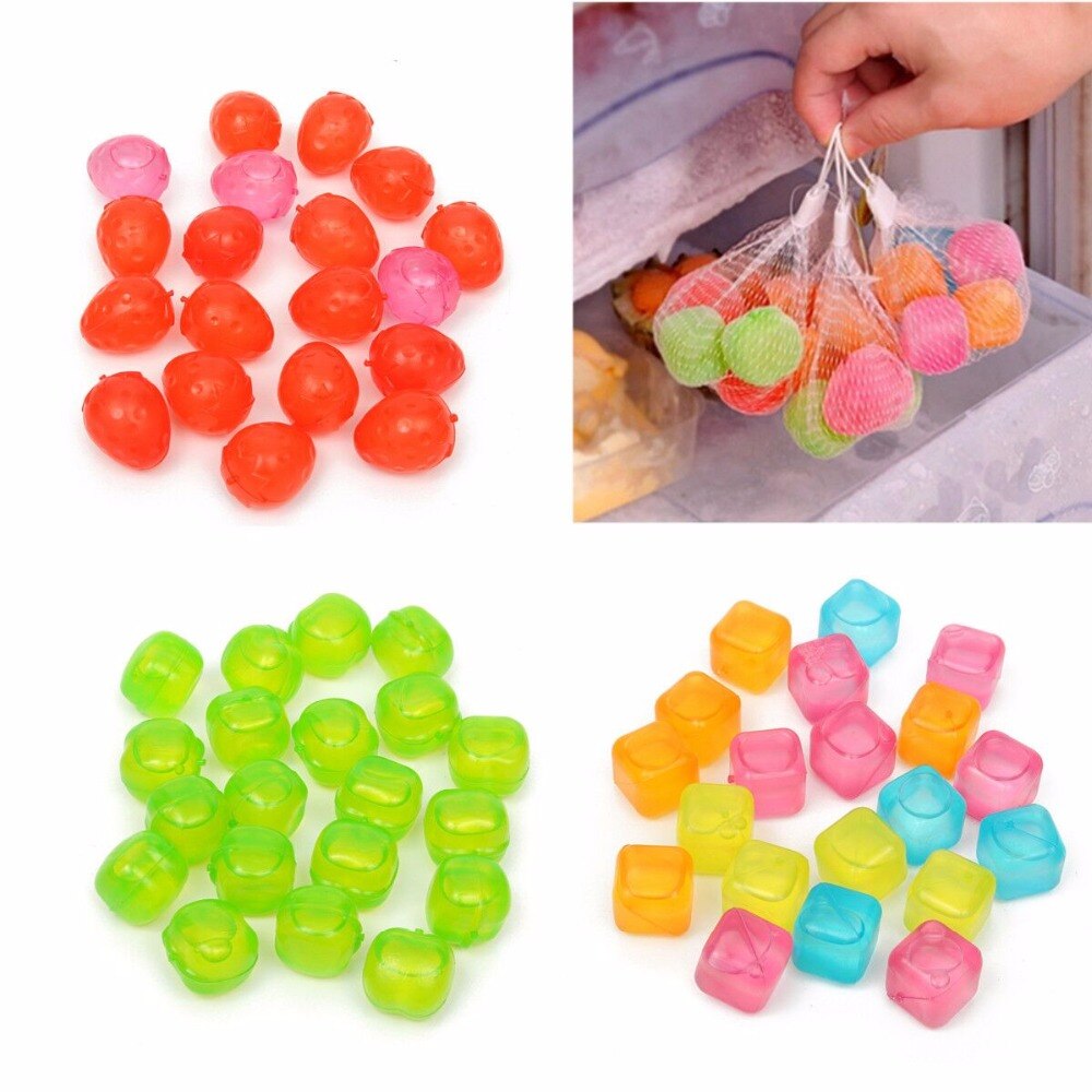 6Pcs/Sett Fruit and Square Shaped Ice Cubes LDPE Food-grade Plastic Fruit Shaped Reusable Polychrome Plastic Party Wine Cooler