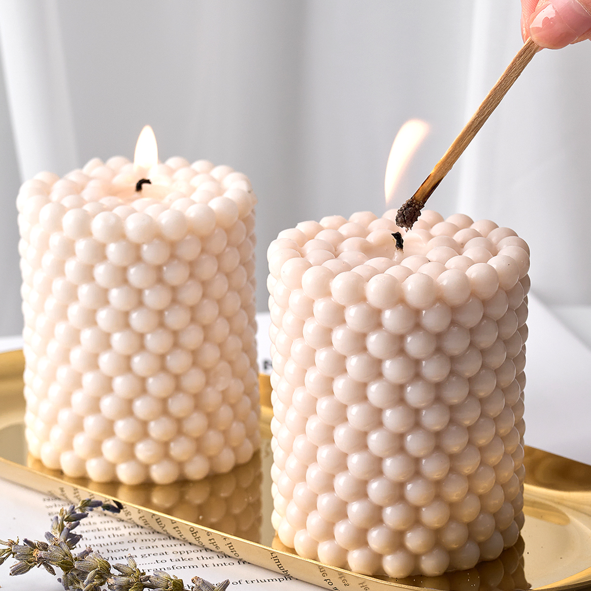 Moule à Bougie Cylindrique 3D En Silicone – 7.8 X 7.8 Cm – Pour Créer Des Bougies Décoratives, Fêtes, Mariages, Cadeaux Faits Main - 7