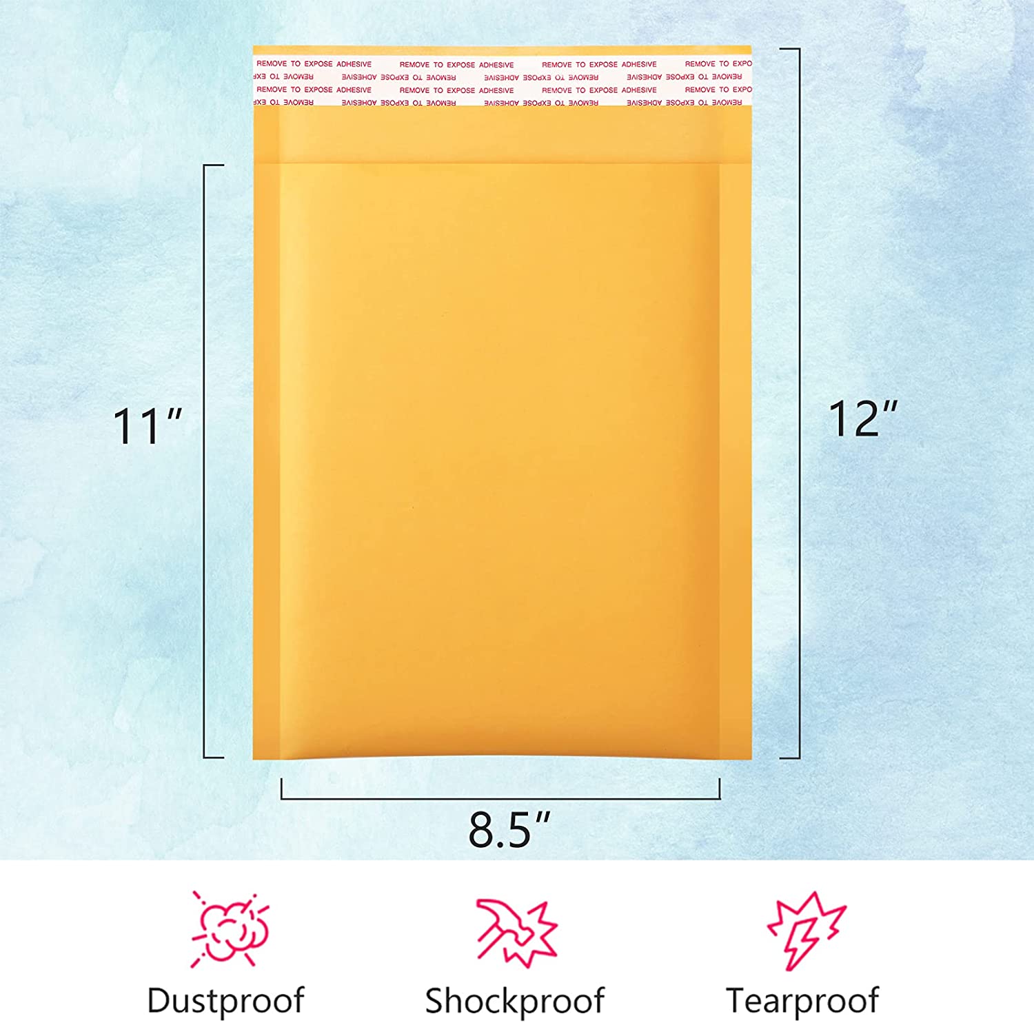 Kraft Bubble Mailers 8.5x12 Inch 25 Pack Yellow Padded Envelopes Mailing Packages Self Sealing Tear Resistant Boutique Bulk Mail