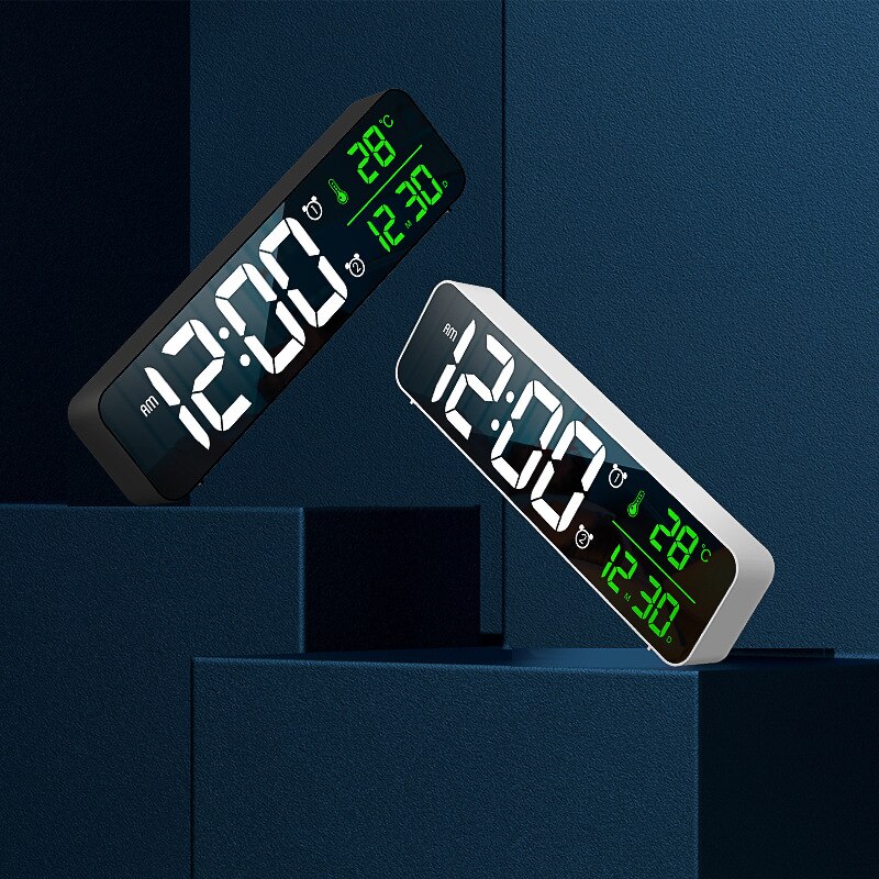 Digital Alarm Clock,Temperature Detect,40 Alarm Ringtones,Volume&Brightness Adjustable,Alarm Clock for Bedrooms