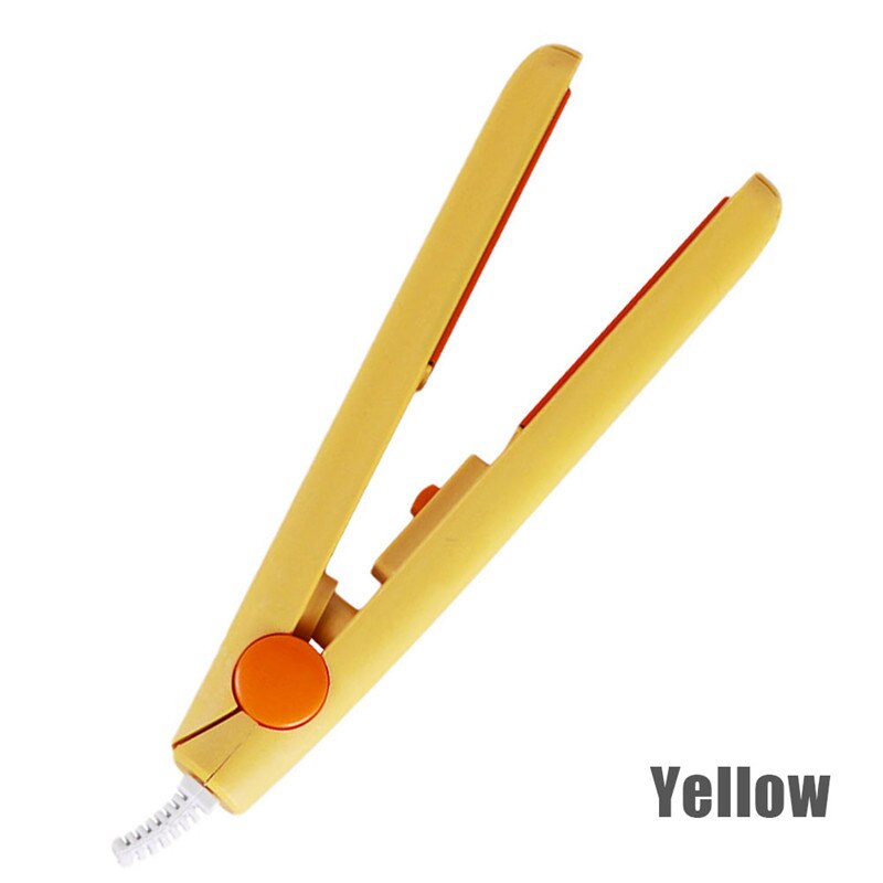 MIni plancha de pelo para niña, plancha alisadora para el cabello, rizador de pelo, plancha plana portátil para mujer, ondas para el cabello: Yellow