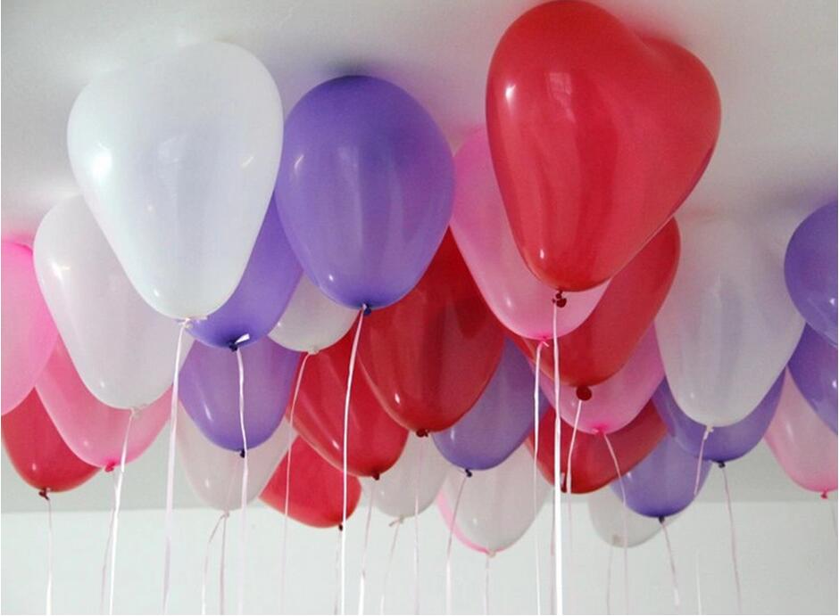 100pcs/lot 12 inch lovely Heart shape Balloon hydrogen heart Balloon for Wedding Decoration Birthday Party Event Party Supplies
