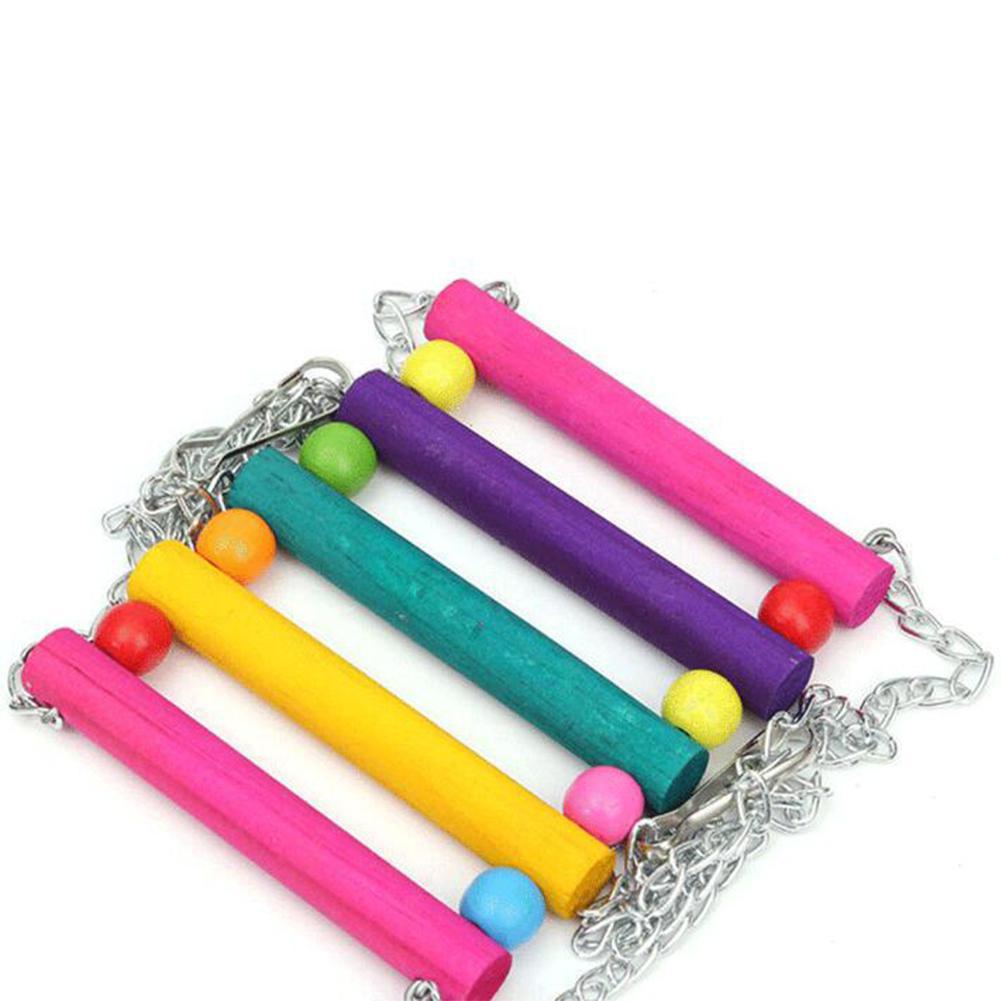 Wood Parrot Nibble Swing Stand Bar Climbing Ladder Handstand Bird Hammock Hanging Toy