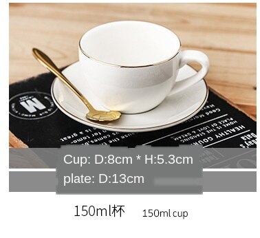 Sjov glødende europæisk hvid luksus porcelæn kop og underkop keramik simpel te sæt moderne kaffekopper tazas para cafe køkken: 150ml